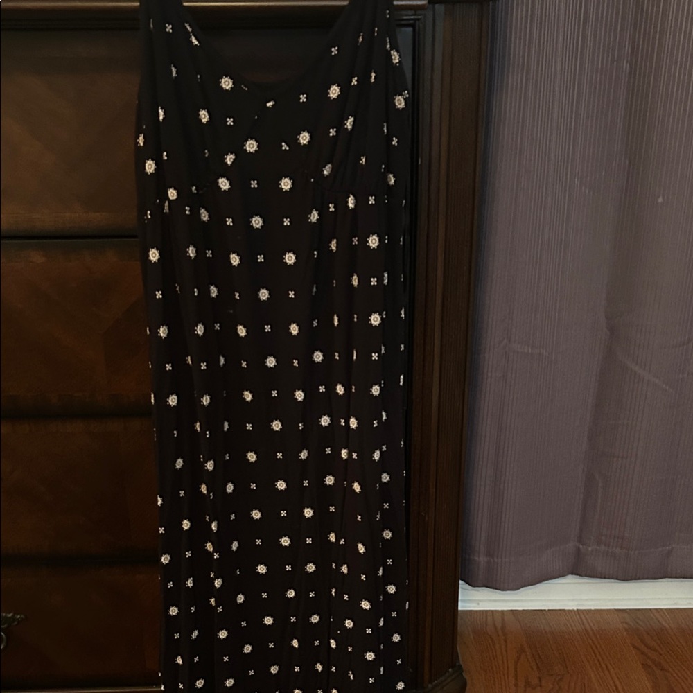 Old Navy Black Maxi Dress with White Floral Pattern